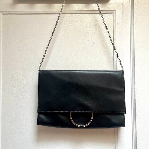 Black Leather Clutch/Shoulder Bag - Picture 2 of 8